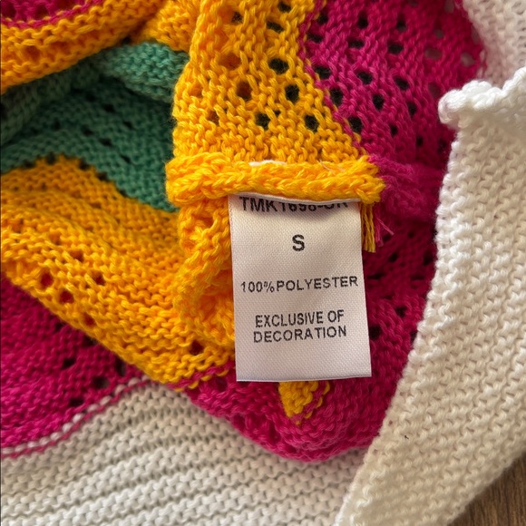 THML pink green white yellow colorful sleeveless striped knit halter small NWT - Picture 5 of 7